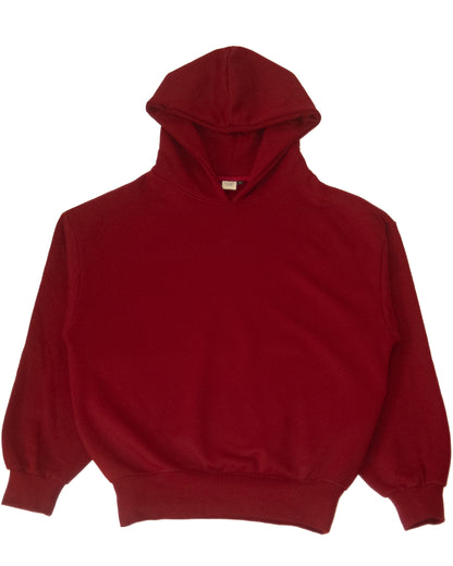 Front view of burgundy rose embroidered hoodie on white background